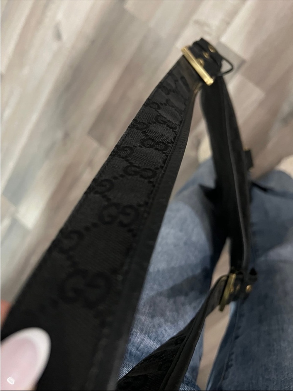 Gucci Black GG Monogram Shoulder Bag with Gold Hardware - Picture 2 of 11